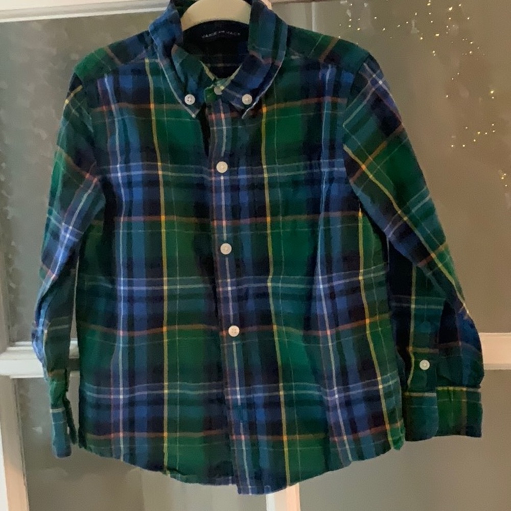 Janie and Jack Green Plaid Button Down Shirt
